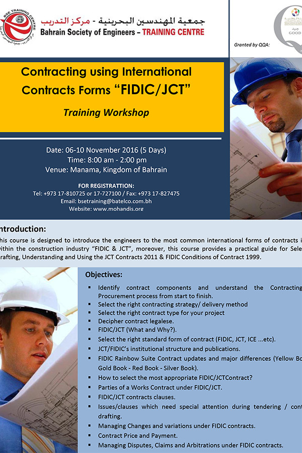 Contracting using International Contracts Forms “FIDIC/JCT”